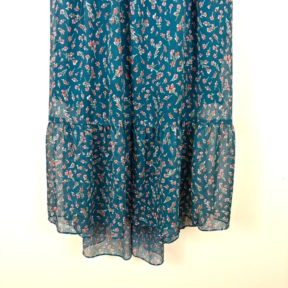 Altar'd State Green Floral Square Neck Prairie Peasant Fit N Flare Dress (L) - Picture 11 of 16